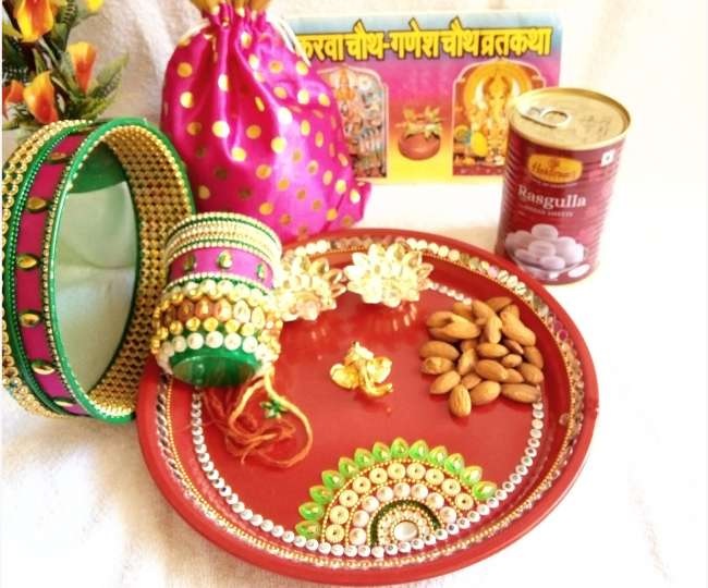 5 easy ways to decorate karwa chauth pooja thali