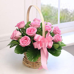 Pink Roses Basket