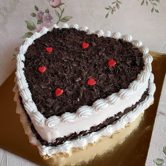 Heart Black Forest Vanilla Cake