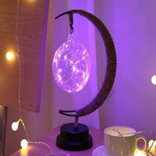 LED Moon Night Light Lamp Rattan Ball