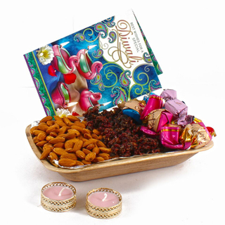 Diwali Hamper of Pan, Almonds, Chocolates, diya and Card