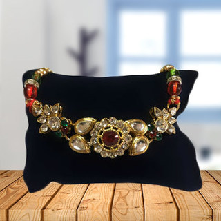 Ornamental Kundan Rakhi with beads