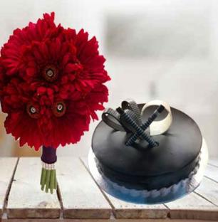 Chocolate Truffle Cake & Gerbera