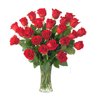 Red Roses Vase 30 Flowers