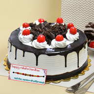Black Forest Cream Cake with Rakhi