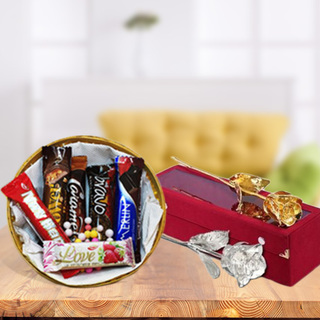 Imported Chocolates with Silver Plated Rose