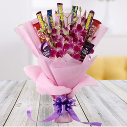 Flowers and Assorted Chocolate Bouquet