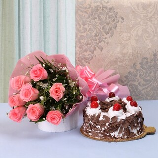 Black Forest Cake & Pink Roses
