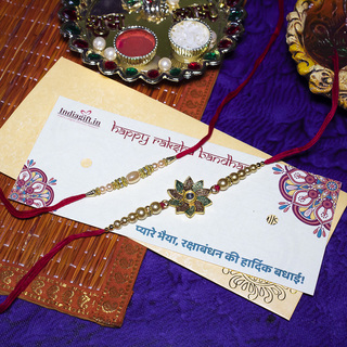 Flower & Pearl Rakhi Set