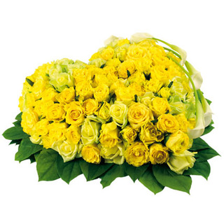 Yellow Roses Heart Arrangement