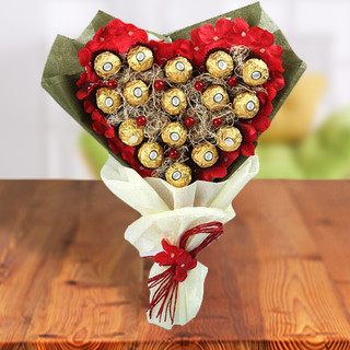 Exclusive Ferrero Rocher Heart  Chocolate Bouquet