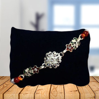 Silver Flower Rakhi