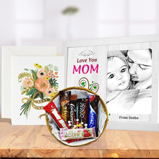 Mothers Day Photo Frame, Imported Chocolates & Card