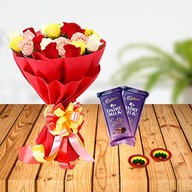 Mixed Flower with Cadbury Chocolate & Diya Combo