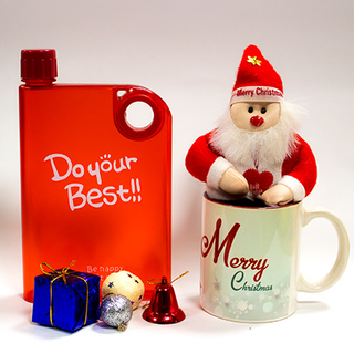 Cute Santa with Bottle & a Christmas Mug