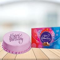 Pink Strawberry Cake with Cadbury Celebration Combo