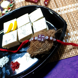 Swastika Rakhi with Kaju Katli