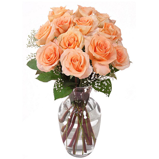 Peach Roses Vase