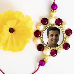 Floral Colorful Bead Photo Rakhi