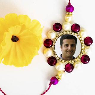 Floral Colorful Bead Photo Rakhi