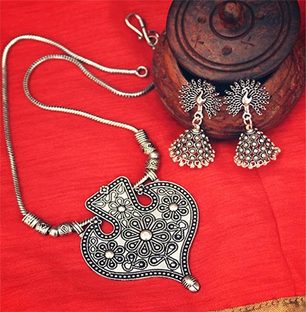 Leaf German Silver Necklace Set