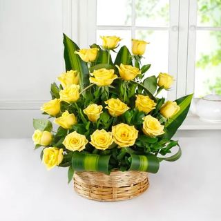 Yellow Roses Basket Large