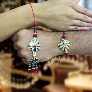 Peacock Rakhi Loomba Set