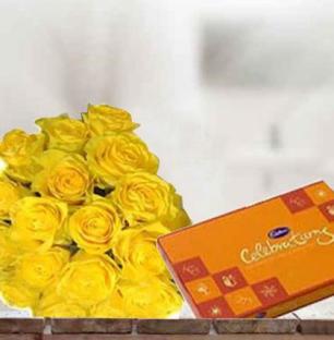 Roses with Cadbury Celebration