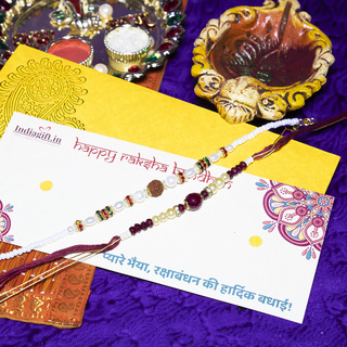 Rudrakh & Stone Rakhi Set