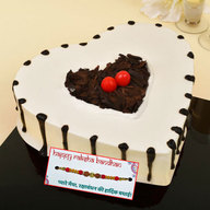 Heart Shape Black Forest Cake with Rakhi