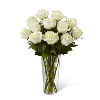 White Roses Vase