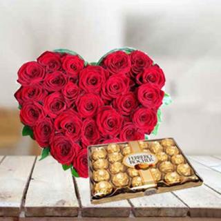 Roses Heart with Ferrero Rocher