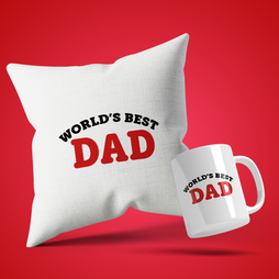 World Best Dad Cushion Mug Set