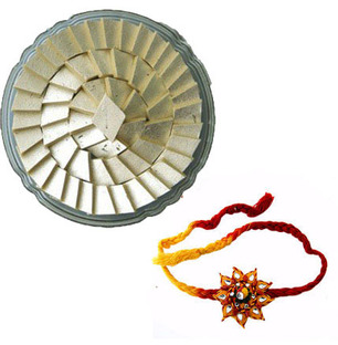 Kaju Burfi with 2 Rakhis