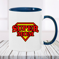 Blue Super Mom Photo Mug