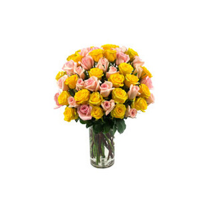 Yellow & Pink Roses Vase