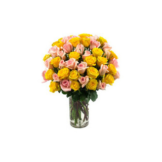 Yellow & Pink Roses Vase