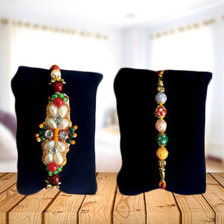 Set of 2 Rakhis - Colored Pearls