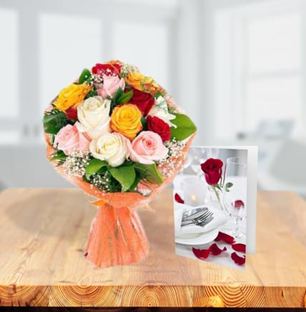Mixed Roses With Greeting Card
