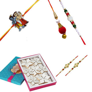 Kaju Burfi with Family Rakhi Set