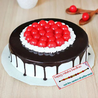 Black Forest Cake With Lots of Cherry with Rakhi