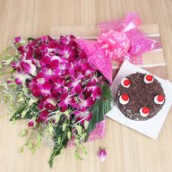 Premium Black Forest Cake From 5 Star With Lovely orchids