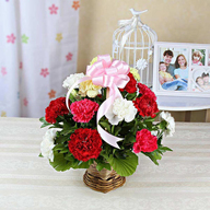 Mixed Carnations Basket