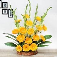 Yellow Gerbera and White Glad Floral arrangement
