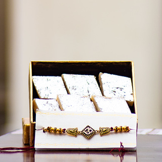 Om Rakhi with Kaju Barfi