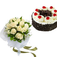 Black Forest Cake & White Roses