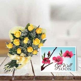 Yellow Roses With Greeting Card