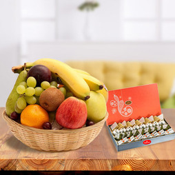 Fresh Fruits Basket with Sweets