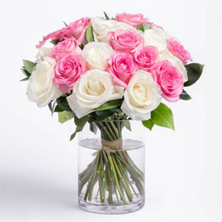 White & Pink Roses Vase Large