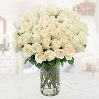 White Roses Vase Large